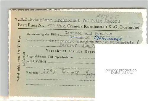 AK / Ansichtskarte Berghausen_Wittgenstein Landschaftspanorama Gasthof Pension Gruenewald Berghausen_Wittgenstein