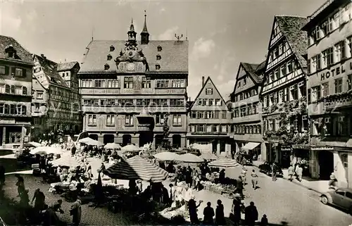 AK / Ansichtskarte Tuebingen Marktplatz Rathaus Tuebingen