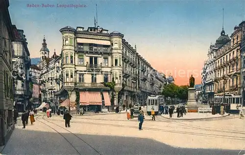 AK / Ansichtskarte Baden Baden Leopoldsplatz Strassenbahn Denkmal Baden Baden