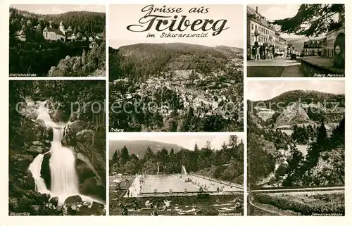 AK / Ansichtskarte Triberg_Schwarzwald Wasserfaelle Schwimmbad Marktplatz Triberg Schwarzwald