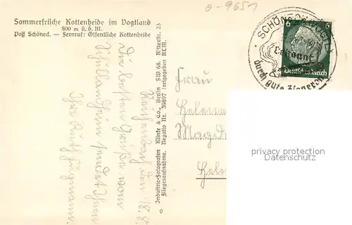 AK / Ansichtskarte Schoeneck_Vogtland Fliegeraufnahme Gasthaus Kottenheide Schoeneck_Vogtland