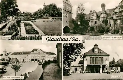 AK / Ansichtskarte Glauchau Rosarium Schlosshof Stadtmuseum Glauchauer Hof Bahnhof Glauchau