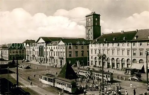 AK / Ansichtskarte Karlsruhe_Baden Marktplatz Karlsruhe_Baden