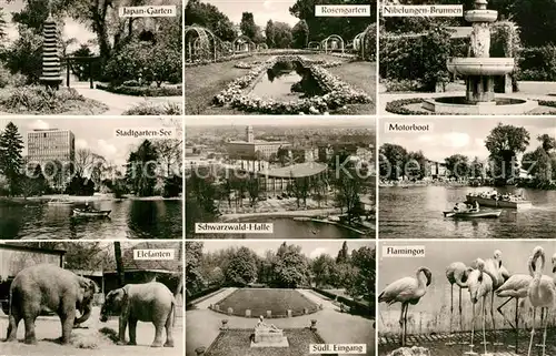 AK / Ansichtskarte Karlsruhe_Baden Stadtgarten Japan Garten Rosengarten Elefanten Flamingos Karlsruhe_Baden