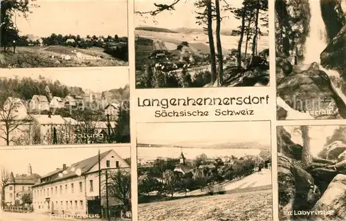 AK / Ansichtskarte Langenhennersdorf Forsthaus Siedlung Wasserfall Kulturhaus Labyrinth Langenhennersdorf