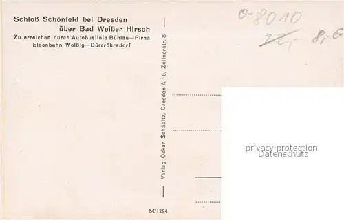 AK / Ansichtskarte Bad_Weisser_Hirsch Schloss Schoenfeld Schlosseingang Bad_Weisser_Hirsch