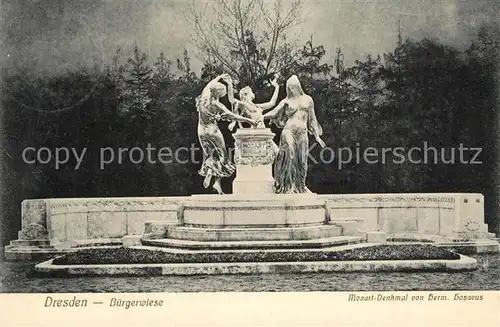 AK / Ansichtskarte Dresden Buergerwiese Mozart Denkmal Dresden