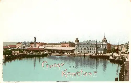 AK / Ansichtskarte Konstanz_Bodensee Hafenpartie Landungssteg Konstanz_Bodensee