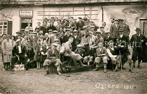 AK / Ansichtskarte Geislingen_Steige Gruppenbild vorm Gasthaus Geislingen_Steige