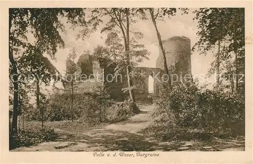 AK / Ansichtskarte Polle_Oberweser Burgruine Polle_Oberweser