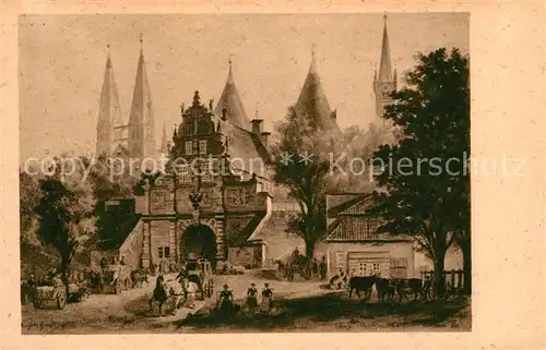 AK / Ansichtskarte Alt_Luebeck aeusseres Holstentor nach Aquarell E W Stolle 