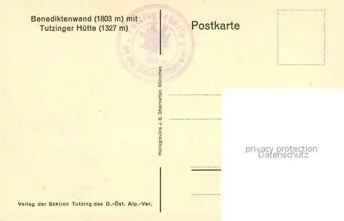 AK / Ansichtskarte Tutzingerhuette Benediktenwand Tutzingerhuette