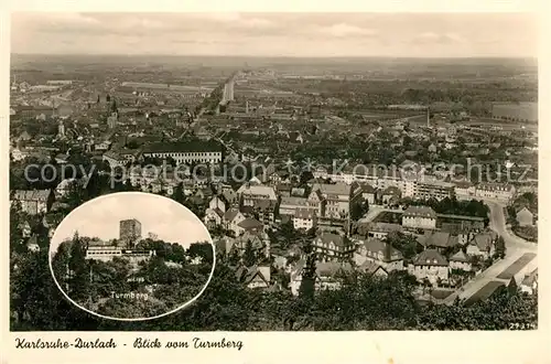 AK / Ansichtskarte Durlach Blick vom Turmberg Stadtpanorama Durlach
