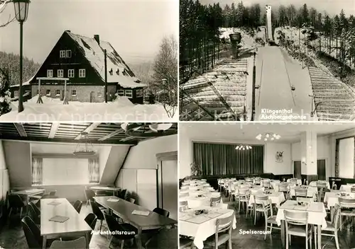 AK / Ansichtskarte Rautenkranz_Vogtland Klingenthal Aschbergschanze Kinderkurheim Kraushuebel Winter Rautenkranz_Vogtland