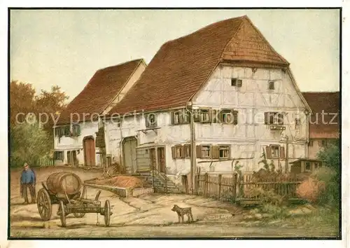 AK / Ansichtskarte Schwaebische_Alb Haeuser Kuenstlerkarte nach Gemaelde Melchior Kern Schwaebische Alb