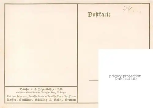 AK / Ansichtskarte Schwaebische_Alb Haeuser Kuenstlerkarte nach Gemaelde Melchior Kern Schwaebische Alb