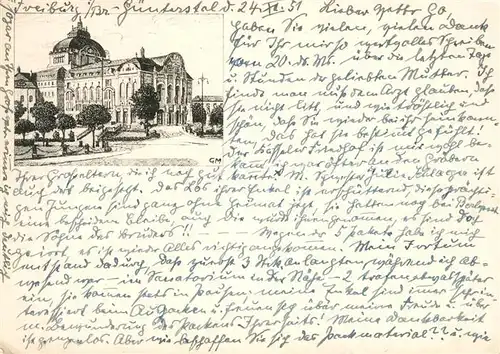 AK / Ansichtskarte Freiburg_Breisgau Stadttheater Freiburg Breisgau