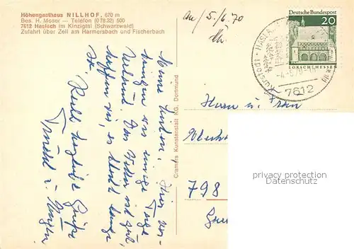 AK / Ansichtskarte Haslach_Kinzigtal Hoehengasthaus Nllhof Haslach_Kinzigtal