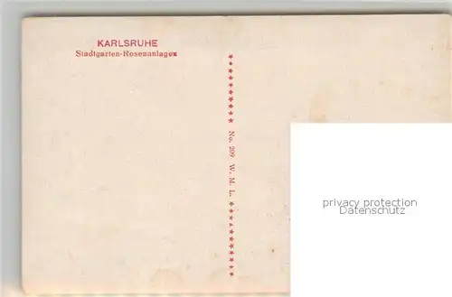 AK / Ansichtskarte Karlsruhe_Baden Stadtgarten Rosenanlagen Karlsruhe_Baden