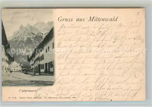 AK / Ansichtskarte Mittenwald_Bayern Untermarkt Mittenwald Bayern