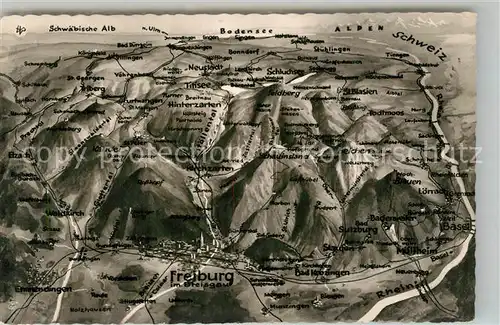 AK / Ansichtskarte Freiburg_Breisgau Panoramakarte Freiburg Breisgau