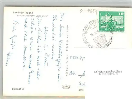 AK / Ansichtskarte Landwuest Konsum Gaststaette Stern  Landwuest