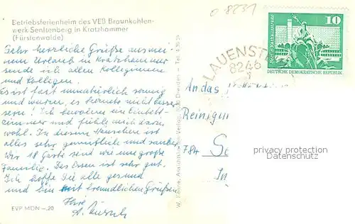 AK / Ansichtskarte Kratzhammer_Fuerstenwalde Betriebsferienheim des VEB Senftenberg Kratzhammer_Fuerstenwalde