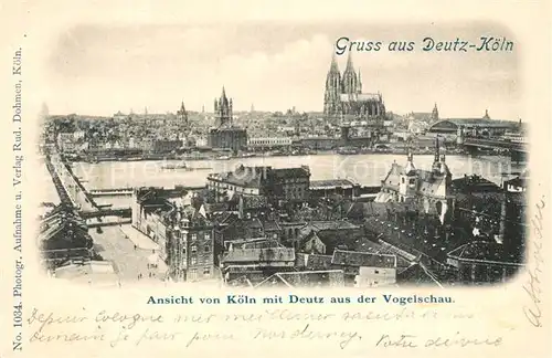 AK / Ansichtskarte Deutz_Koeln Panorama mit Dom Deutz_Koeln