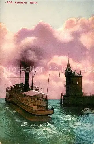 AK / Ansichtskarte Konstanz_Bodensee Dampfschiff Hafenausfahrt Konstanz_Bodensee