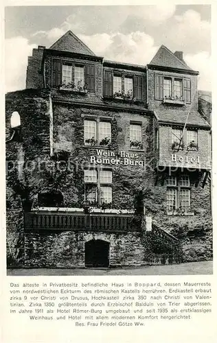 AK / Ansichtskarte Boppard_Rhein Weinhaus Hotel Roemer Burg Boppard Rhein