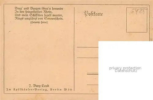 AK / Ansichtskarte Caub Burgen Kuenstlerkarte Caub