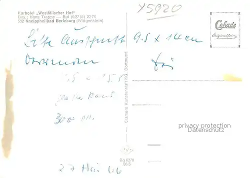 AK / Ansichtskarte Bad_Berleburg Kurhotel Westfaelischer Hof im Winter Nachtaufnahme Bad_Berleburg