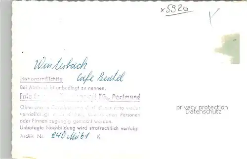AK / Ansichtskarte Winterbach_Wittgenstein Cafe Beutel Theke 