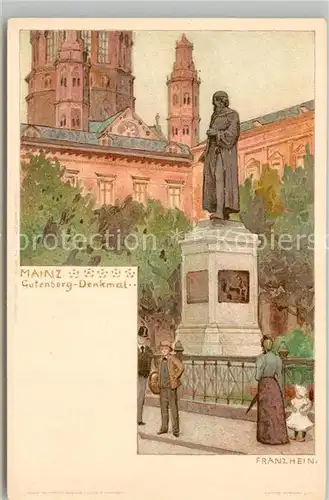 AK / Ansichtskarte Mainz_Rhein Gutenberg Denkmal Kuenstlerkarte Deutsche Reichspost Mainz Rhein