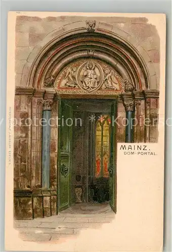 AK / Ansichtskarte Mainz_Rhein Dom Portal Kuenstlerkarte Mainz Rhein