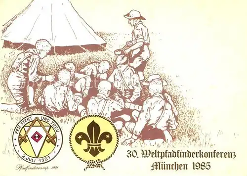 AK / Ansichtskarte Pfadfinder 30. Weltpfadfinderkonferenz Muenchen Pfadfindercamp 1921 