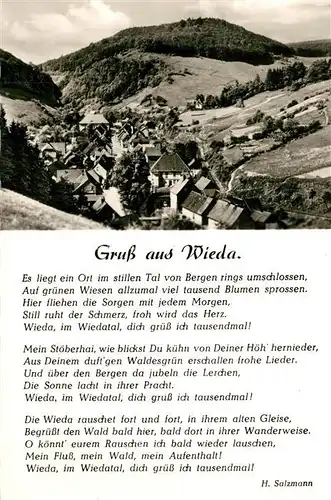 AK / Ansichtskarte Wieda Panorama Heimatgedicht Wieda