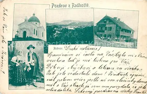 AK / Ansichtskarte Roznov_pod_Radhostem Kirche Hotel Trachten Panorama Roznov_pod_radhostem