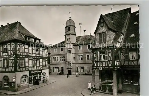 AK / Ansichtskarte Alzey Fischmarkt Deutsches Haus Fachwerkhaus Voelkerbrunnen Alzey