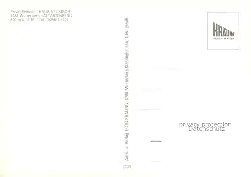 AK / Ansichtskarte Altastenberg Pension Haus Neukirch Abendstimmung Winter Altastenberg