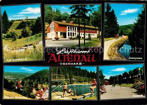 AK / Ansichtskarte Altenau_Harz Schwefelquelle Kurmittelhaus Dammgraben Kurpark Schwimmbad Altenau Harz