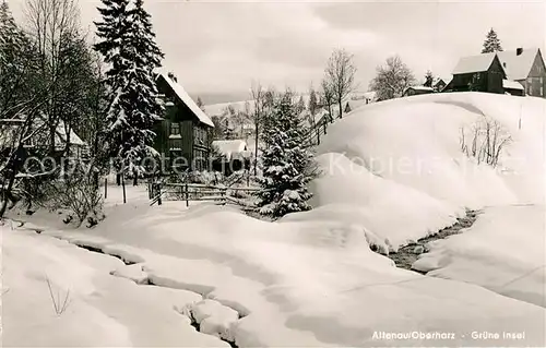 AK / Ansichtskarte Altenau_Harz Gruene Insel Winterlandschaft Altenau Harz