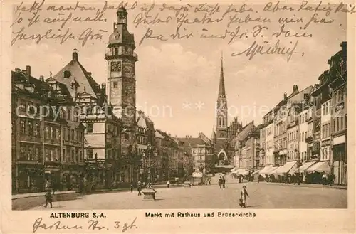 AK / Ansichtskarte Altenburg_Thueringen Marktplatz Rathaus Bruederkirche Altenburg Thueringen