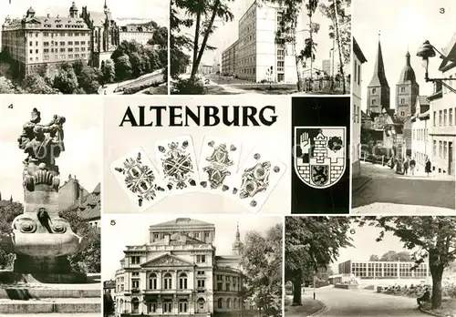 AK / Ansichtskarte Altenburg_Thueringen Schloss Rote Spitzen Skatbrunnen Landestheater  Altenburg Thueringen