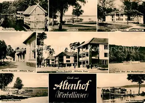 AK / Ansichtskarte Altenhof_Werbellinsee Fischerhuetten Promenade Wilhelm Pieck Pionierrepublik Werbellinsee Dampferanlegestelle Landungssteg Altenhof Werbellinsee