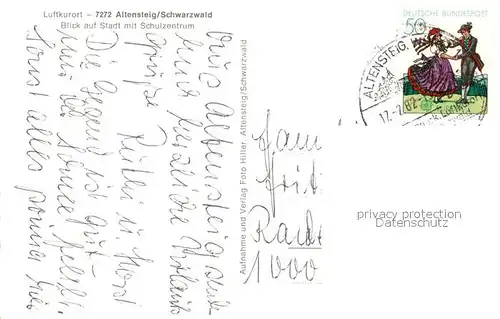 AK / Ansichtskarte Altensteig_Schwarzwald Blick auf Stadt mit Schulzentrum Altensteig_Schwarzwald