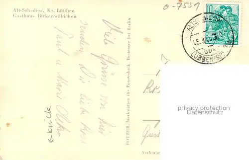 AK / Ansichtskarte Alt Schadow Gasthaus Birkenwaeldchen Alt Schadow