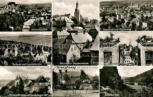 AK / Ansichtskarte Arnsberg_Westfalen Neustadt Regierung Glockenturm Altstadt Seufzertal Arnsberg_Westfalen