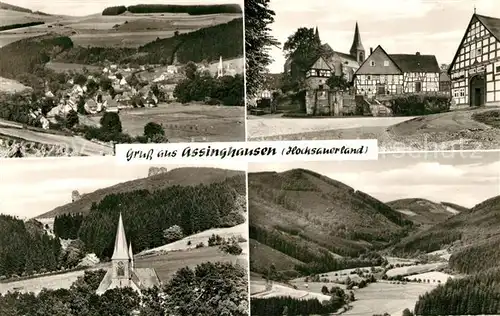 AK / Ansichtskarte Assinghausen Panorama Kirche Fachwerkhaeuser Assinghausen
