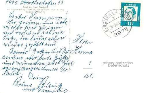 AK / Ansichtskarte Au_Fischen_Allgaeu mit Entschenkopf Nebelhorn und Rubihorn Au_Fischen_Allgaeu